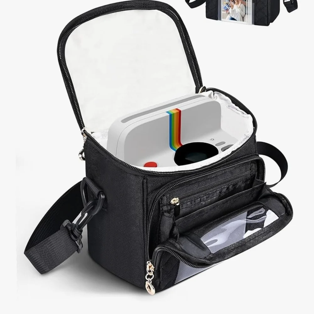 Black Camera Bag with Rainbow Detail
